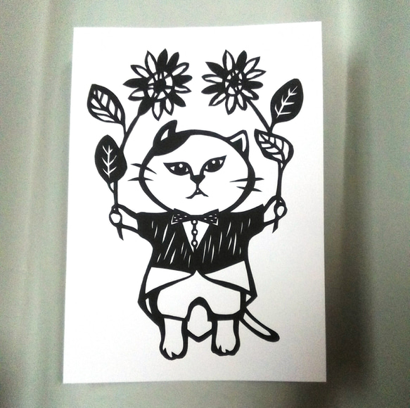 【切り絵】原画　A5サイズ　cat6