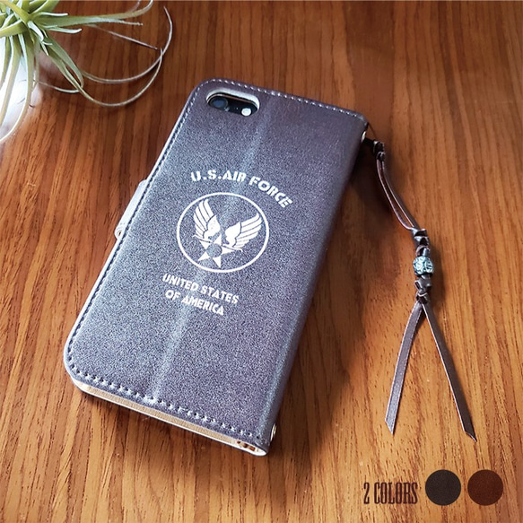 「U.S.AIR FORCE」手帳型スマホケース（iPhone・Android対応）#sc-0046-b【受注生産】