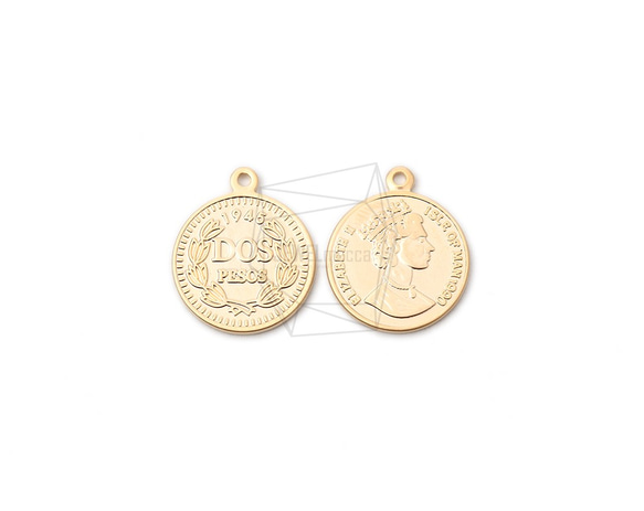 PDT-2067-MG【2個入り】コインペンダント,Coin Pendant/17mm x 19mm