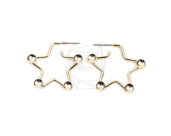 ERG-1832-G【2個入り】スターピアス,Star Earring Post/27mm x 31mm