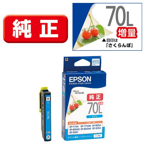 インク エプソン 純正 カートリッジ インクカートリッジ IC6CL70L インクカートリッジ 6色セット(増量タイプ)