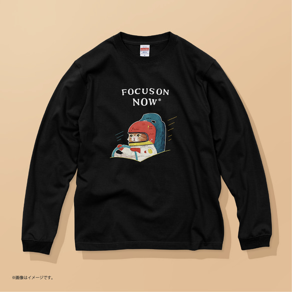 ハイクオリティー ロングTシャツ「FOCUS ON NOW_レーサーのネコ」/送料無料