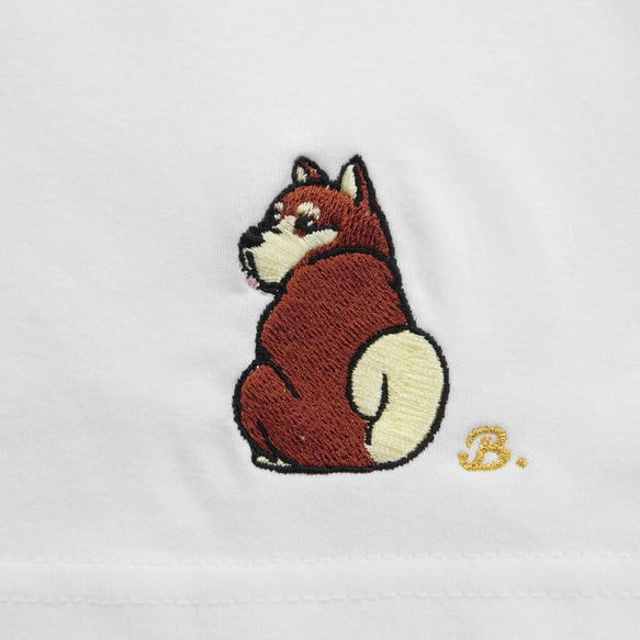 柴犬の刺繍りＴシャツ　6.2オンス