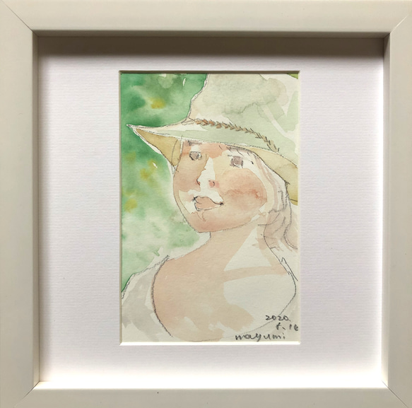 水彩画「夏の帽子」原画