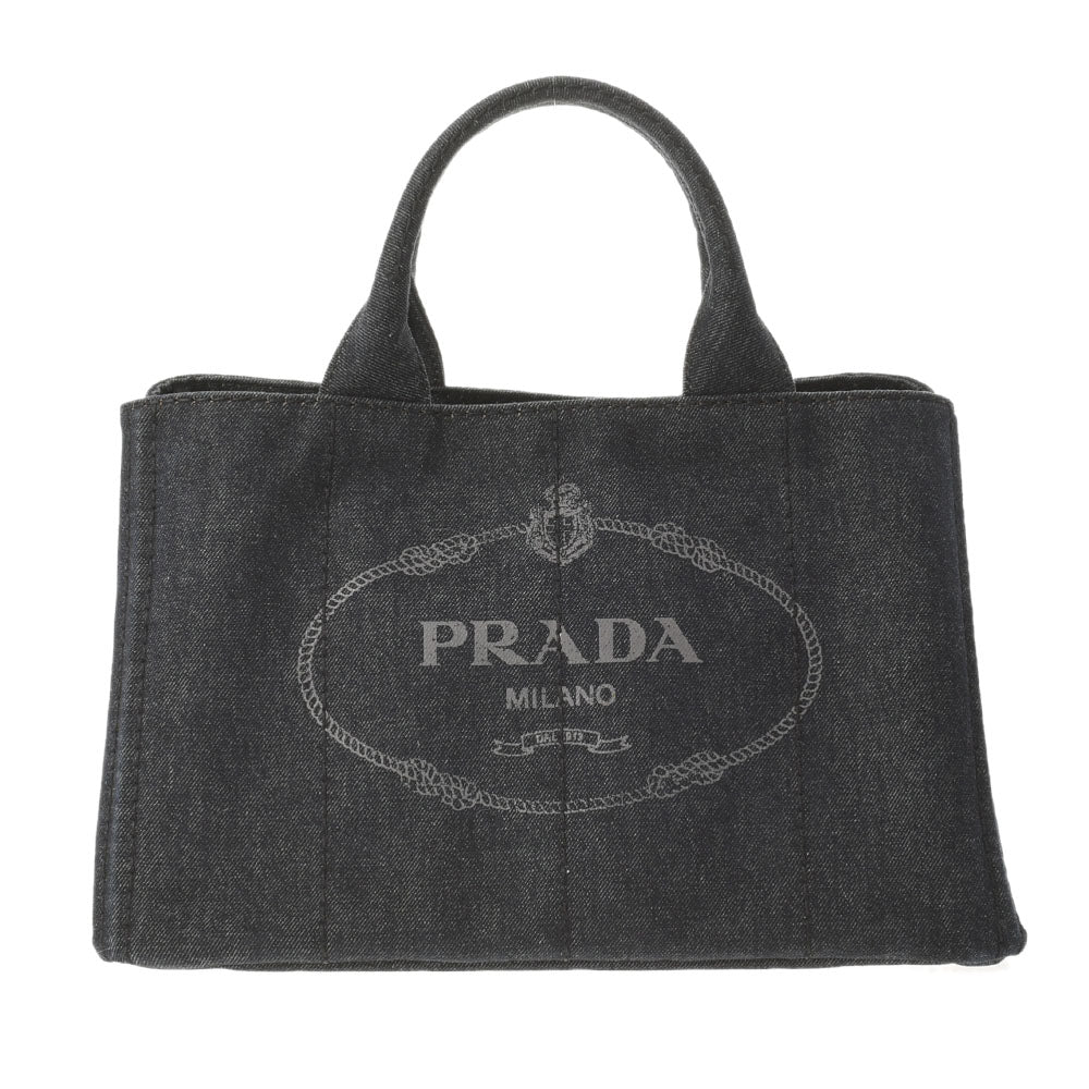 PRADA プラダ カナパ 2WAY ブラック 1BG642 レディース デニム  ハンドバッグ Aランク 中古 