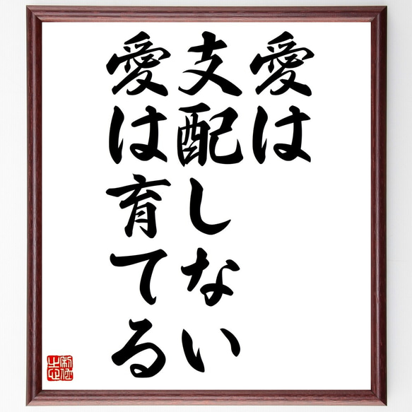 ゲーテの名言「愛は支配しない、愛は育てる」額付き書道色紙／受注後直筆（Z7527）