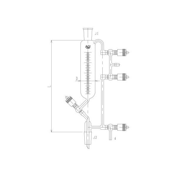 旭製作所 高真空グリースレスバルブ付ウィットマー分留受器 3670