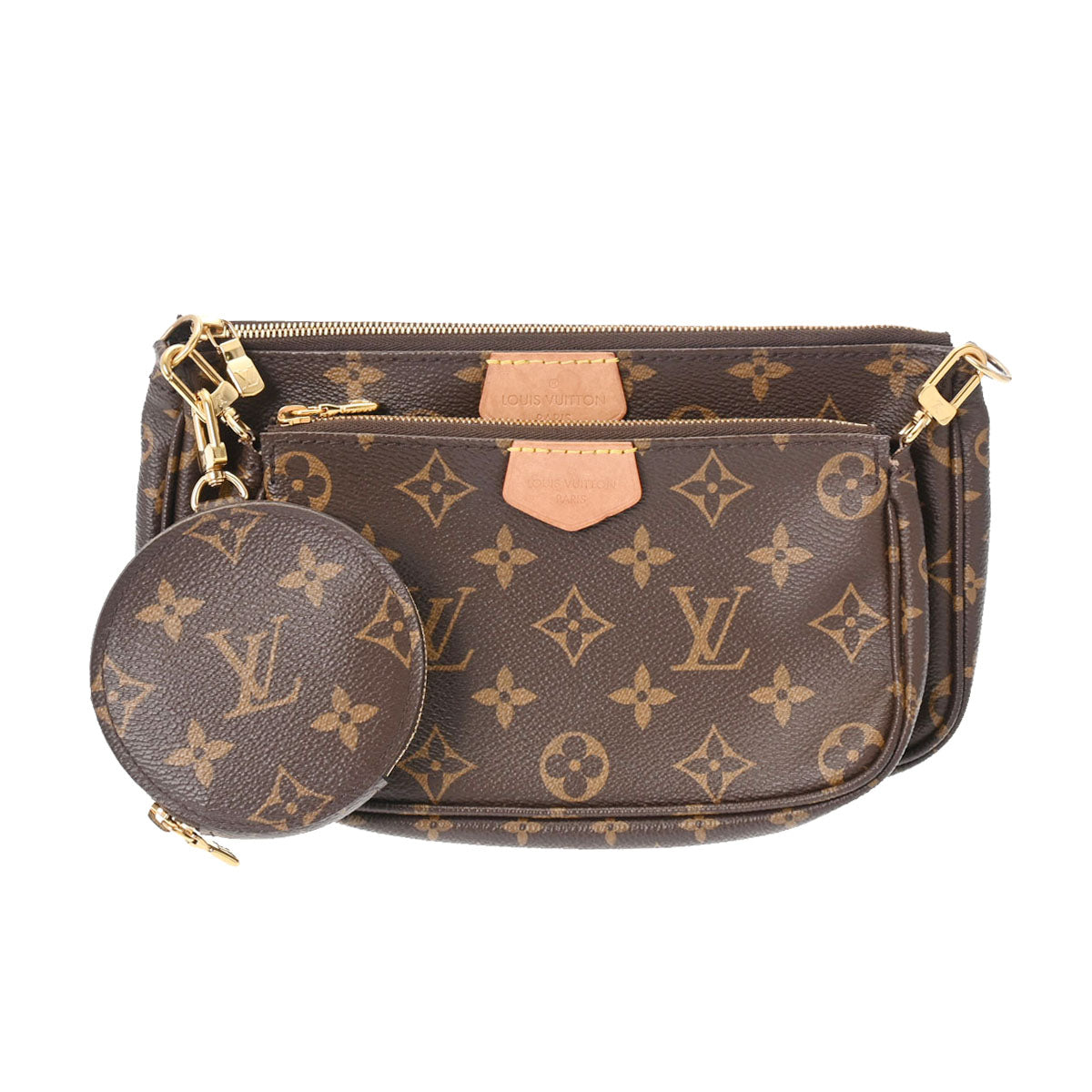 LOUIS VUITTON ルイヴィトン モノグラム ミュルティ ポシェット アクセソワール ブラウン カーキ M44813 レディース モノグラムキャンバス ショルダーバッグ ABランク 中古 