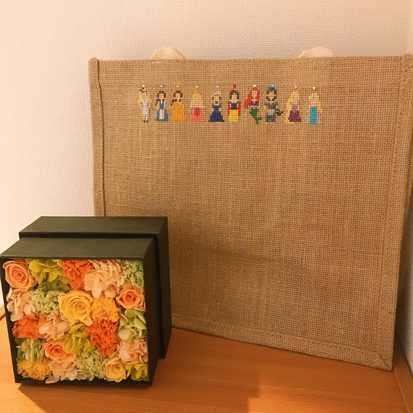 【受注制作】名入り刺繍ジュートバッグ✳︎レッスンバッグ✳︎サマーバッグ✳︎幼稚園バッグ