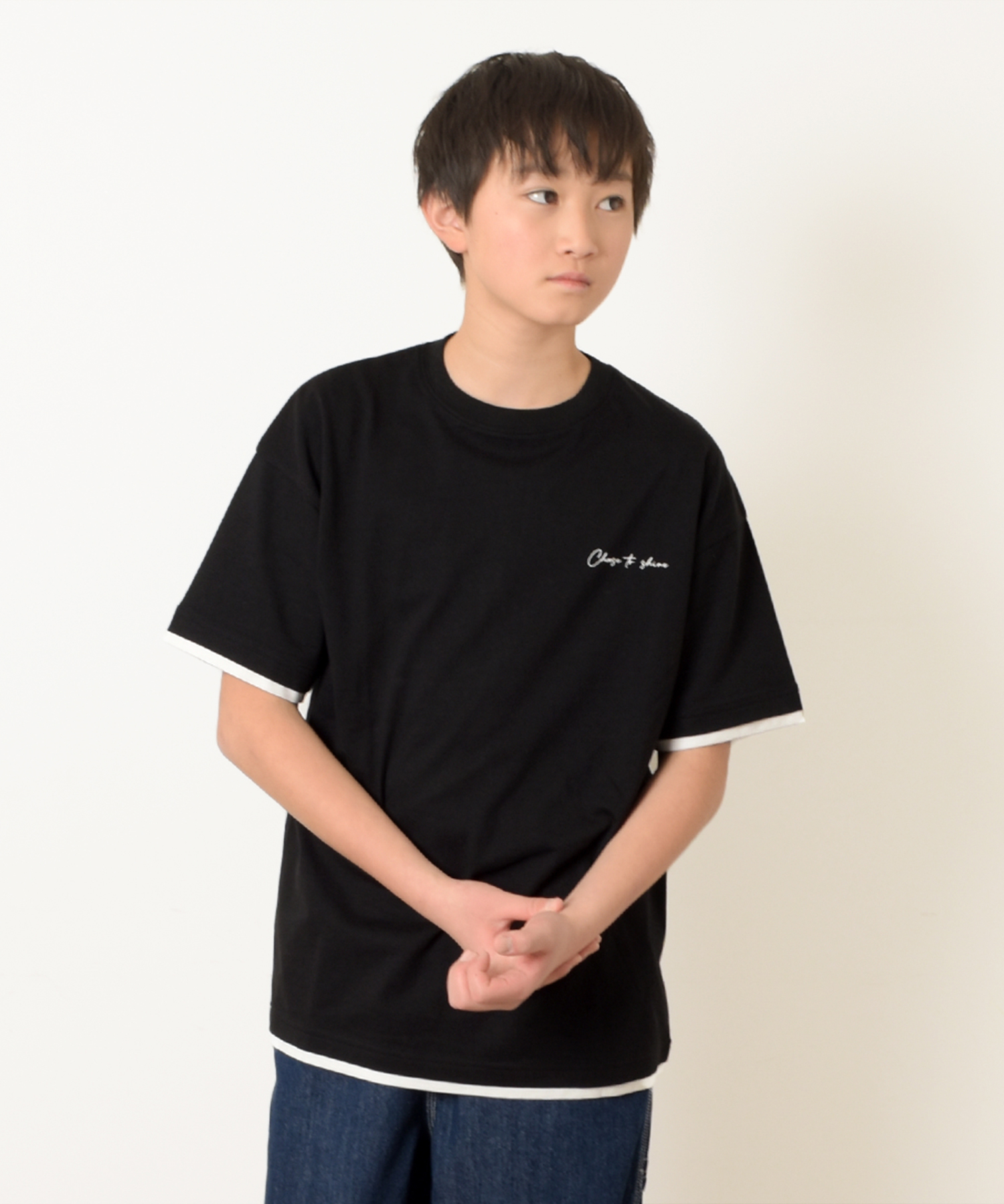 グラソス/ワンポイントロゴ裾レイヤード半袖Tシャツ