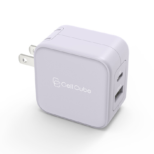 CellCube 2ポートUSB-C Fast Charger (12w + PD20w) ライトパープル CC-AC07-0580