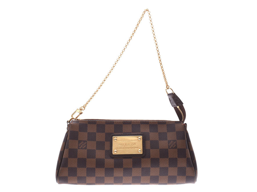 ルイヴィトン ダミエ エヴァ ブラウン N55213 レディース 本革 2WAYバッグ Aランク 美品 LOUIS VUITTON ストラップ付 中古 