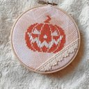 ハロウィン雑貨????ナチュラルなハロウィン????クロスステッチ刺繍　壁飾りタペストリー　小