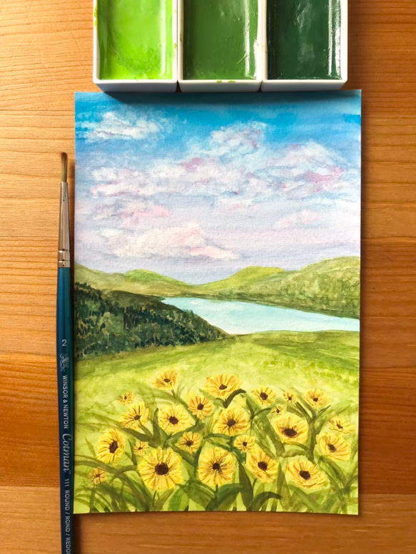 ORIGINAL PAINTING - sunflowers, 原画, オリジナルアート