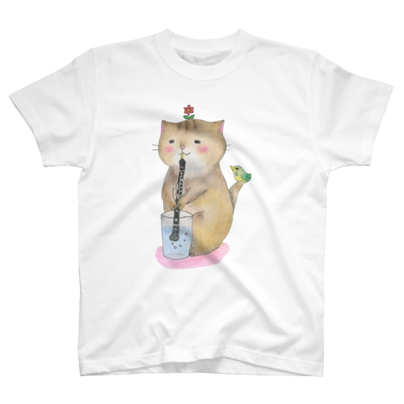 オーボエ猫の半袖Ｔシャツ(白)