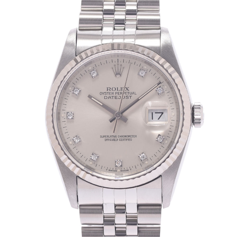 ROLEX ロレックス デイトジャスト 10Pダイヤ  16234G メンズ WG/SS 腕時計 自動巻き シルバー文字盤 Aランク 中古 