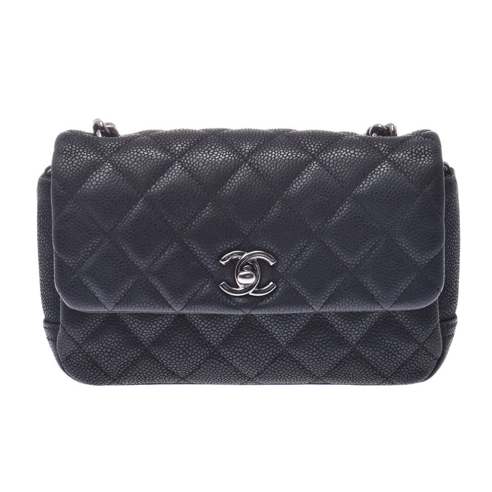 CHANEL シャネル マトラッセ チェーンショルダーバッグ 黒 シルバー金具 レディース ソフトキャビアスキン ショルダーバッグ Bランク 中古 