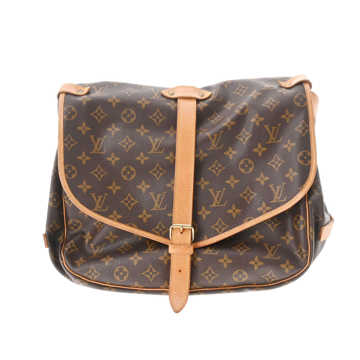 LOUIS VUITTON ルイヴィトン モノグラム ソミュール 35 ブラウン M42254 レディース モノグラムキャンバス ショルダーバッグ Bランク 中古 