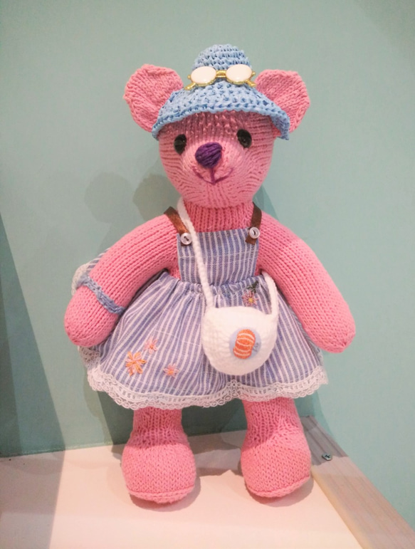 Bear Love*Chris*Bear Pink*手織りテディベア ニットテディベア テディベア ドール ドール コレクション