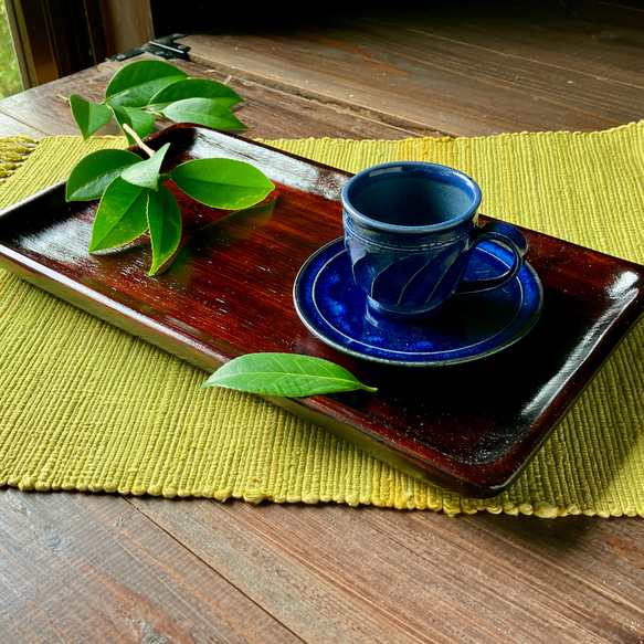 手彫り漆ぬりカフェトレイ1 / Hand-carved Lacquered Small Tray1新作2023♪