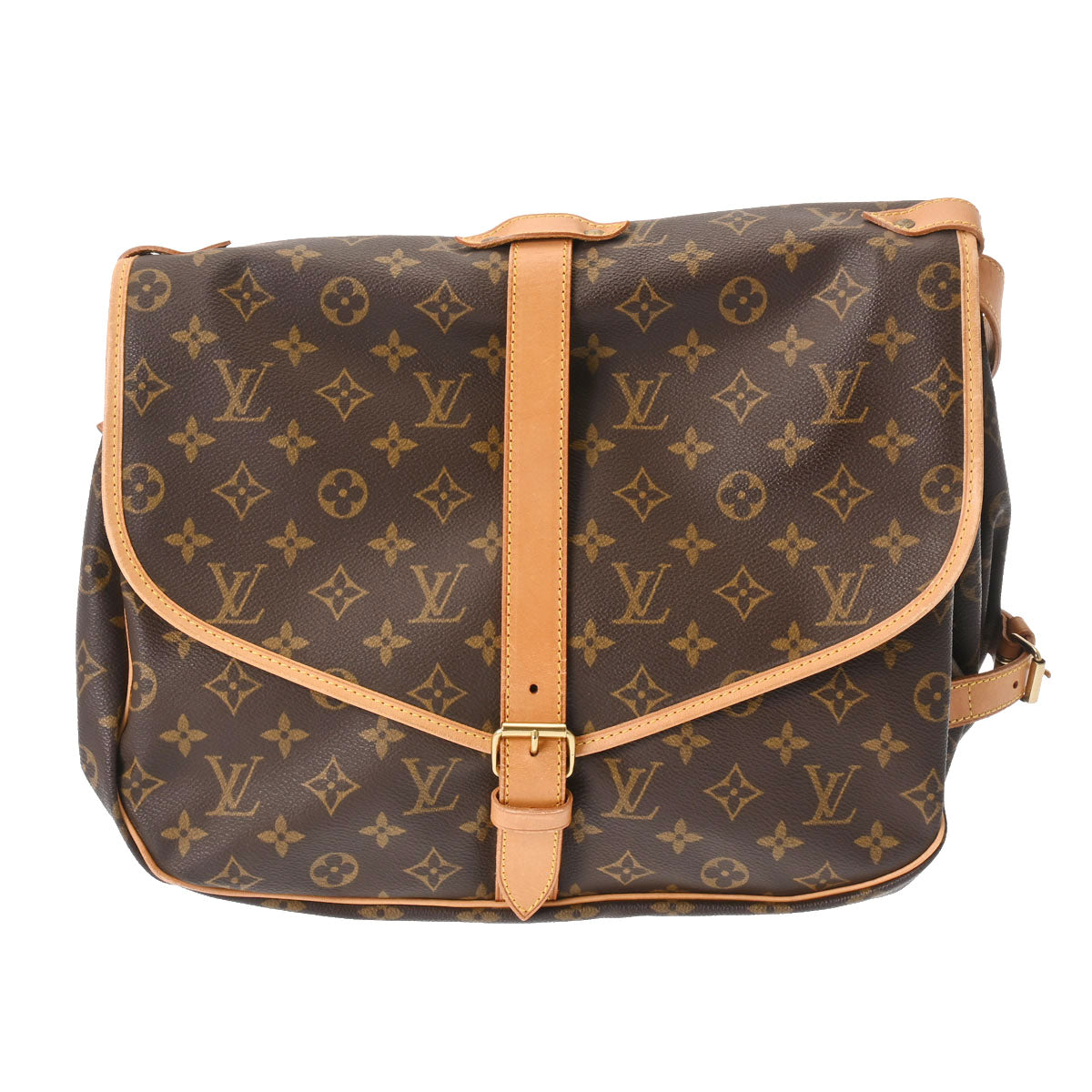 LOUIS VUITTON ルイヴィトン モノグラム ソミュール 35 ブラウン M42254 レディース モノグラムキャンバス ショルダーバッグ ABランク 中古 