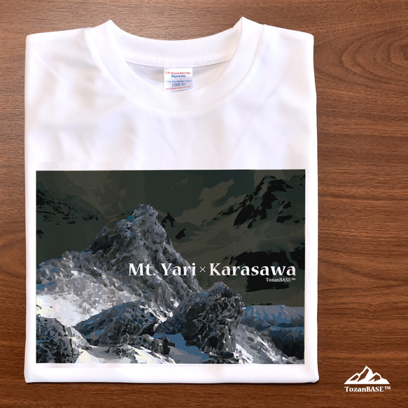 槍ヶ岳 涸沢カール Tシャツ ホワイト ブラック ドライ 吸水速乾 山 登山 アウトドア