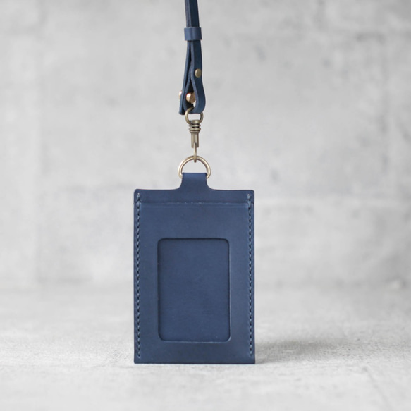 Navy blue leather ID card case