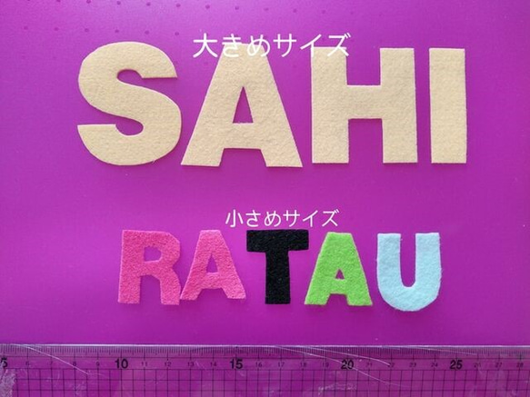 大きめサイズのお名前ワッペン　ひらがな　アルファベット　アイロン接着　入園入学　運動会