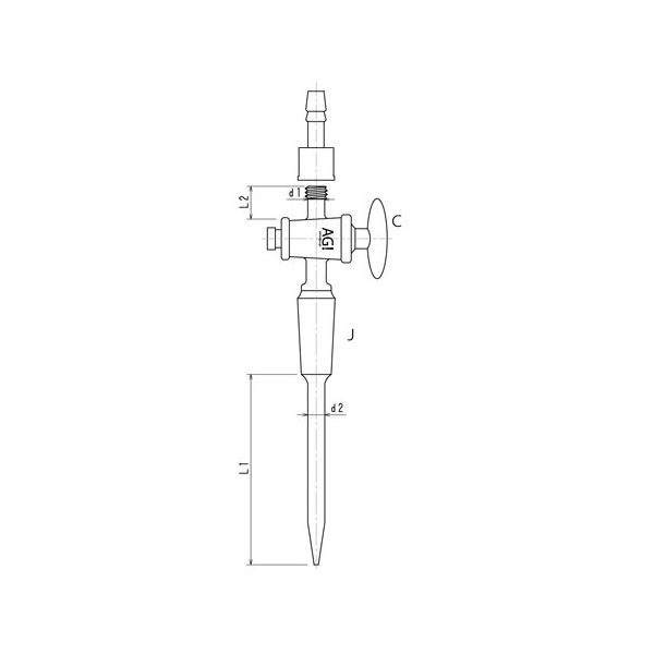 旭製作所 コック付キャピラリー管 ガラスコック ウォーターコネクター仕様 15/35 3388-2L-W 1個 65-2346-05（直送品）