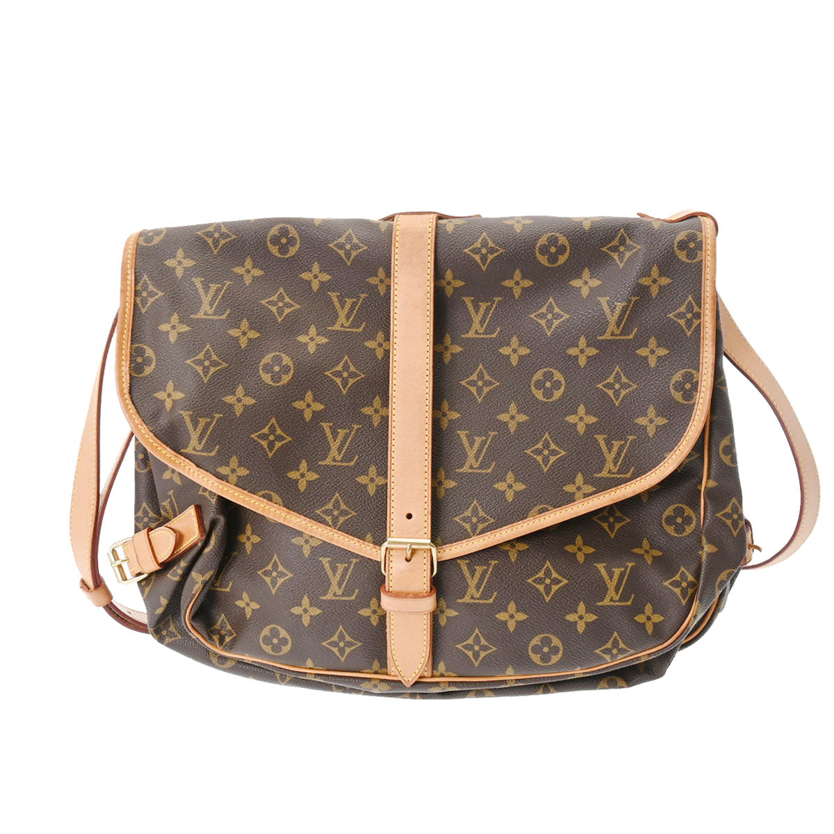 LOUIS VUITTON ルイヴィトン モノグラム ソミュール 35 ブラウン M42254 ユニセックス モノグラムキャンバス ショルダーバッグ Bランク 中古 