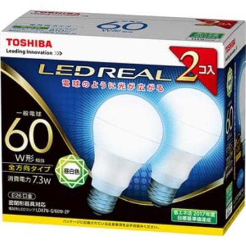 東芝 LDA7N-G/60W-2P LED電球(2個セット) 昼白色 E26口金 一般電球型 810lm 60W形相当