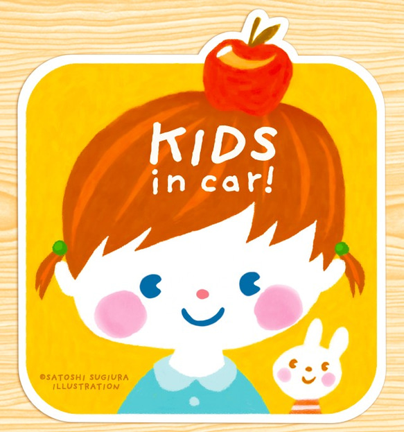 KIDS IN CAR キッズインカー マグネットステッカー(APPLE GIRL）