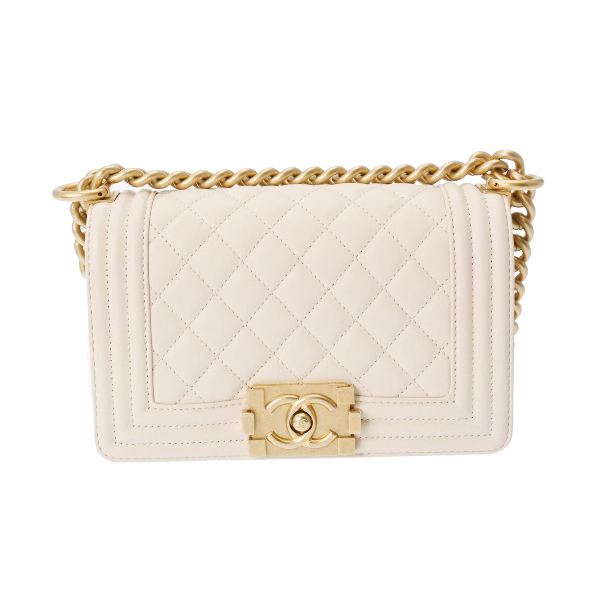 CHANEL シャネル ボーイシャネル チェーンショルダー ベージュ ゴールド金具 A67085 レディース レザー ショルダーバッグ 新同 中古 