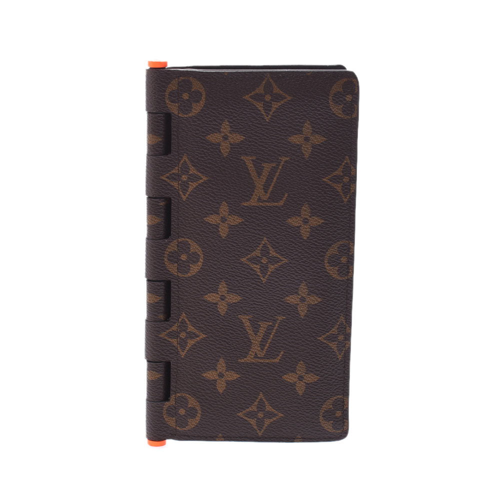 LOUIS VUITTON ルイヴィトン モノグラム ポルトフォイユ ブラザ ヒンジ ブラウン/オレンジ M67449 メンズ 長財布 Bランク 中古 