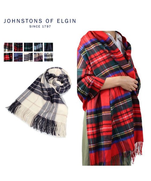 ジョンストンズ Johnstons マフラー カシミア 大判 チェック レディース メンズ CASHMERE TARTAN STOLES WA000056