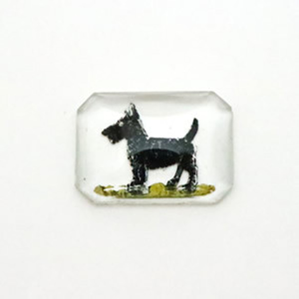 intaglio-dog-7ヴィンテージインタリオガラス： オクタゴン Dog14×12mm【1個】