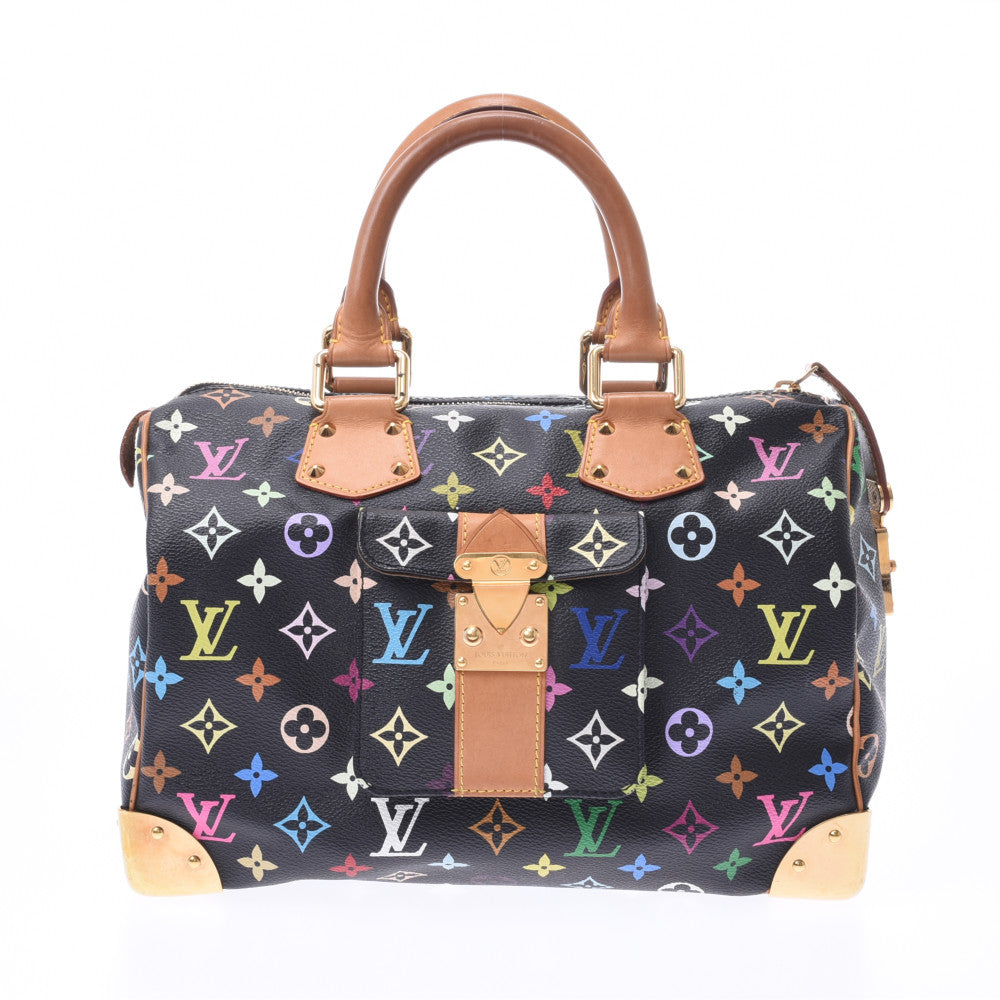 LOUIS VUITTON ルイヴィトン マルチカラー スピーディ30 黒 M92642 レディース ハンドバッグ Bランク 中古 