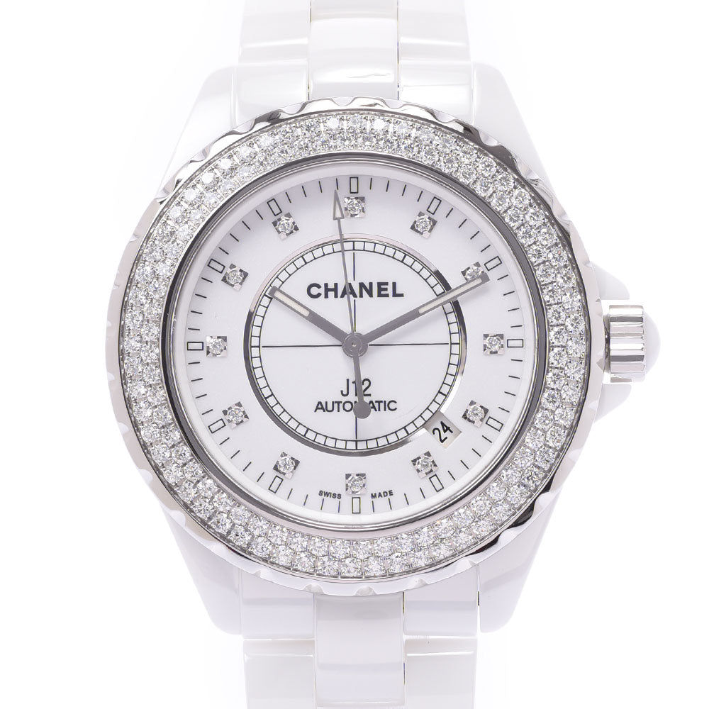 CHANEL シャネル J12 42mm ベゼルダイヤ 12Pダイヤ H2013 メンズ 白セラミック/SS 腕時計 自動巻き 白文字盤 Aランク 中古 