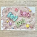 ????透明水彩画「candy」 イラストポストカード2枚セット あめ　飴　アメ　キャンディ　お菓子　スイーツ　メッセージカード　バースデーカード????