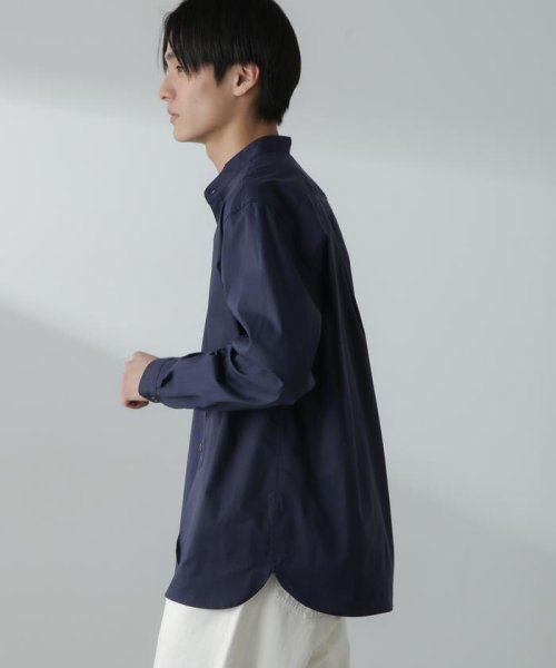 「ICE FLOW LINEN」バンドカラーシャツ 長袖