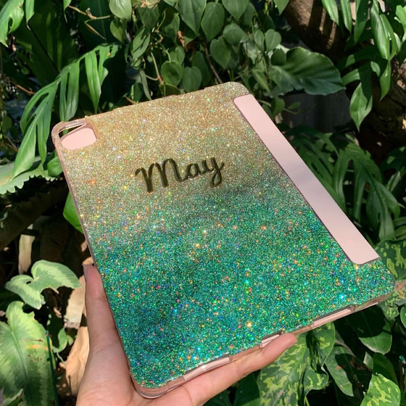 受注生産　GLITTERに名前やロゴが入れられるipadケース