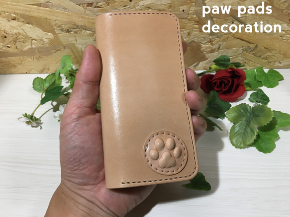 decoration paw pads 肉球装飾　レザースマホケース