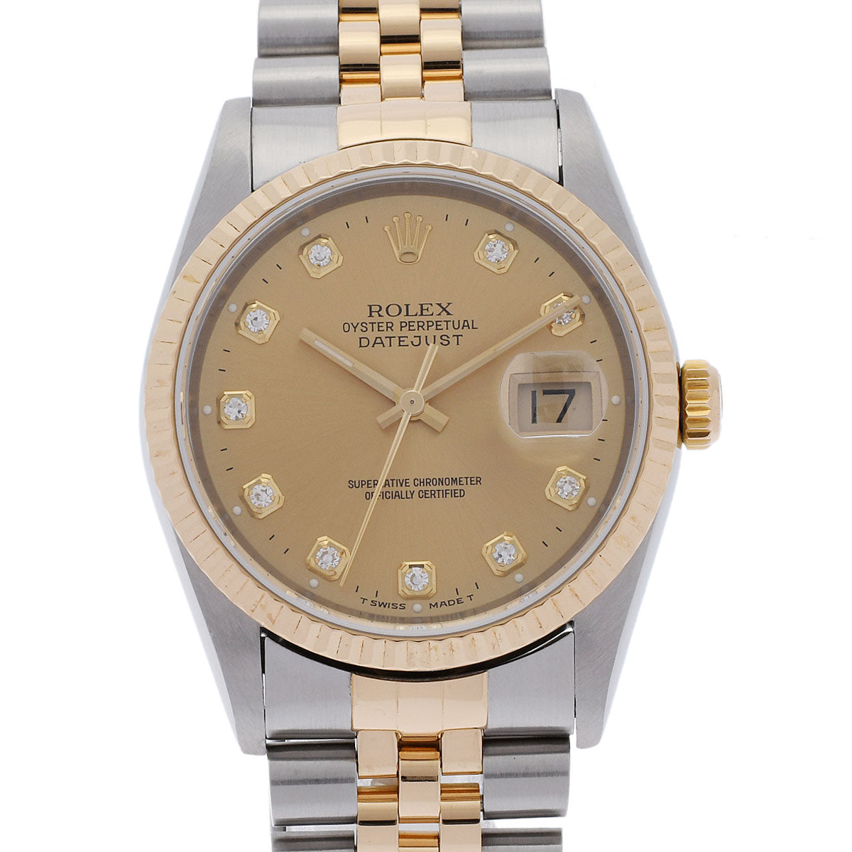 ROLEX ロレックス デイトジャスト 10Pダイヤ 16233G メンズ YG/SS 腕時計 自動巻き シャンパン文字盤 Aランク 中古 