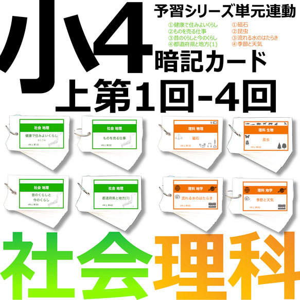 中学受験 暗記カード【4年上 社会・理科 1-4回】組分けテスト対策 予習シリーズ