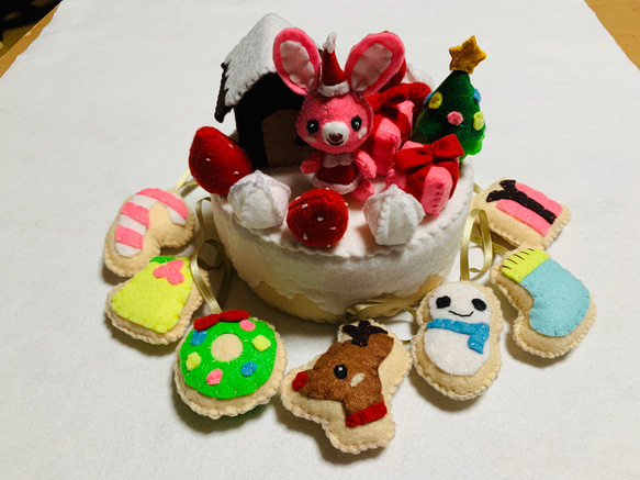 受注制作フェルトままごと　クリスマスケーキ＆オーナメント