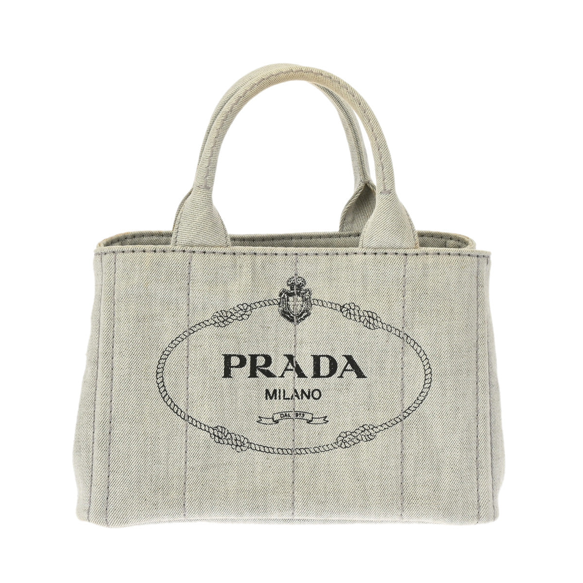 PRADA プラダ カナパ ミニトート 2WAY グレー ゴールド金具 B2439G レディース キャンバス ハンドバッグ ABランク 中古 