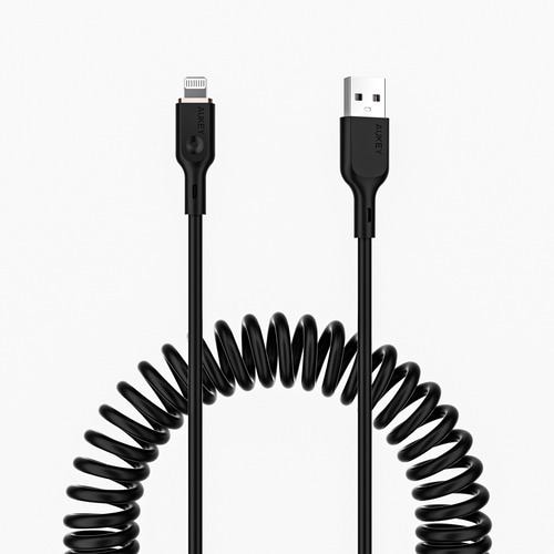 AUKEY CB-AKL9-BK 急速充電対応ケーブル Coiled Series [Type-A to Lightning] 1.5m コイル型 ブラック