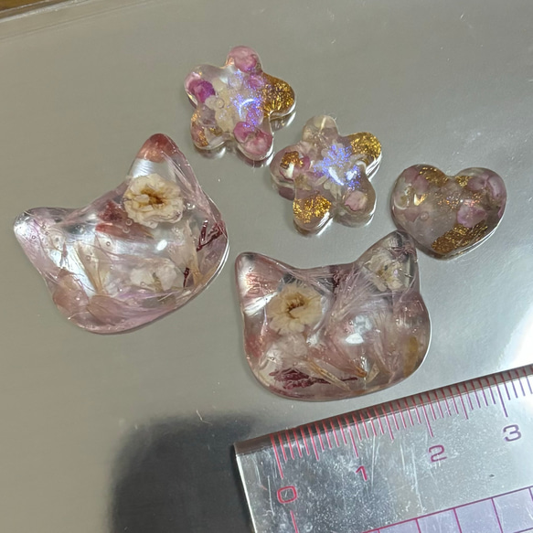 猫　ねこ　ハート　星　スター　レジンパーツ　レジンカボション　ハンドメイドパーツ