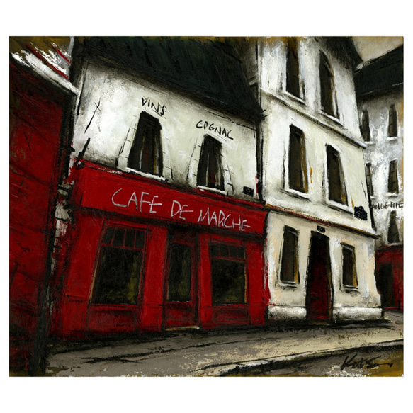 CAFE DE MARCHE／風景画・油絵・パリ