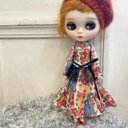 ブライス【靴セット】リバティ生地のワンピース+靴+ベルトセット ピンク Blythe OutFit &shoes set【ラスト一点】